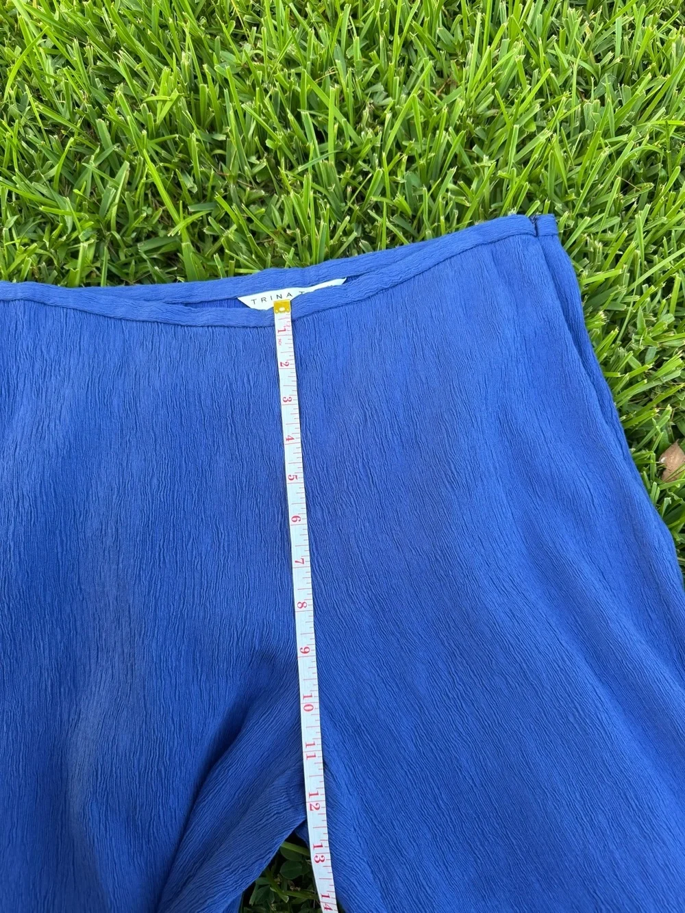 Trina Turk Long Weekend Plissé Pull-On Pants Admiral Blue NWT 6 $268